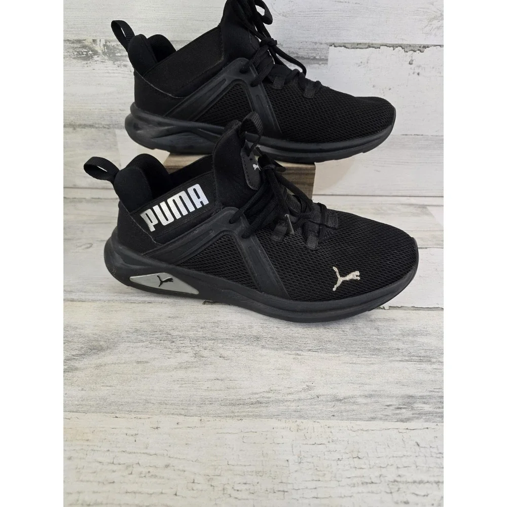 Puma Enzo 2 Mens‎ Black Silver Running Training Shoes 193256-07 Size 10 Womens